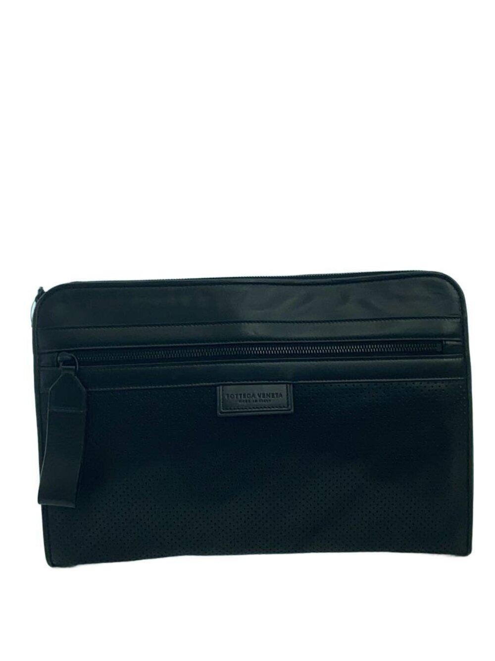 Bottega Veneta Leggero Punching Shoulder Bag Leather Black